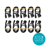 Lot of 10 Black 1m Power Cable IEC C6 Male to AUS 3 pin Plug Male