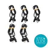 Lot of 5 Black 1.5m Power Cable IEC C5 Male to AUS 3 pin Plug Male