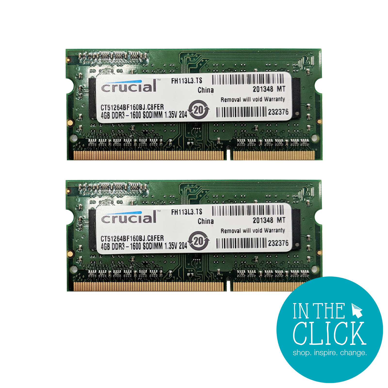 Crucial 8GB Kit 2 x 4GB DDR3L-1600 SODIMM Memory for India